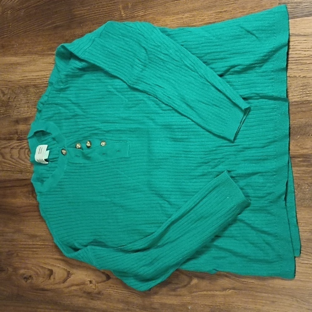 Saturday Sunday Green Quarter Button Anthropologie Sweater FFF